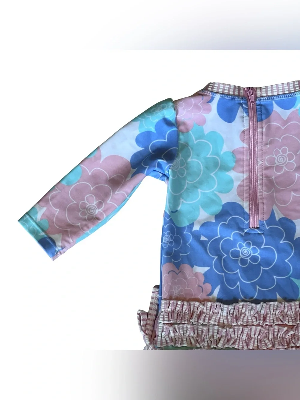Ruffle Butts Infant Girls 6-12 Months Pastel Bow One Piece Swimsuit Long Sleeve - Picture 7 of 11